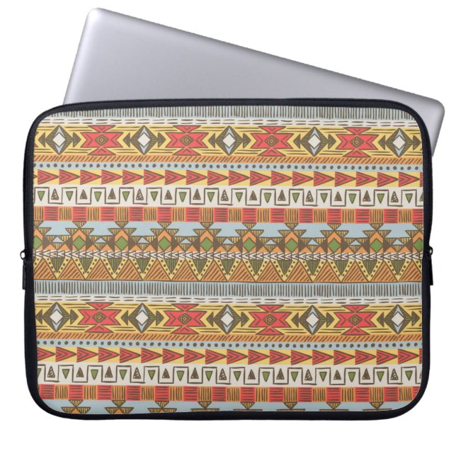 Seamless ethnic pattern in bright colours laptop sleeve (Front)