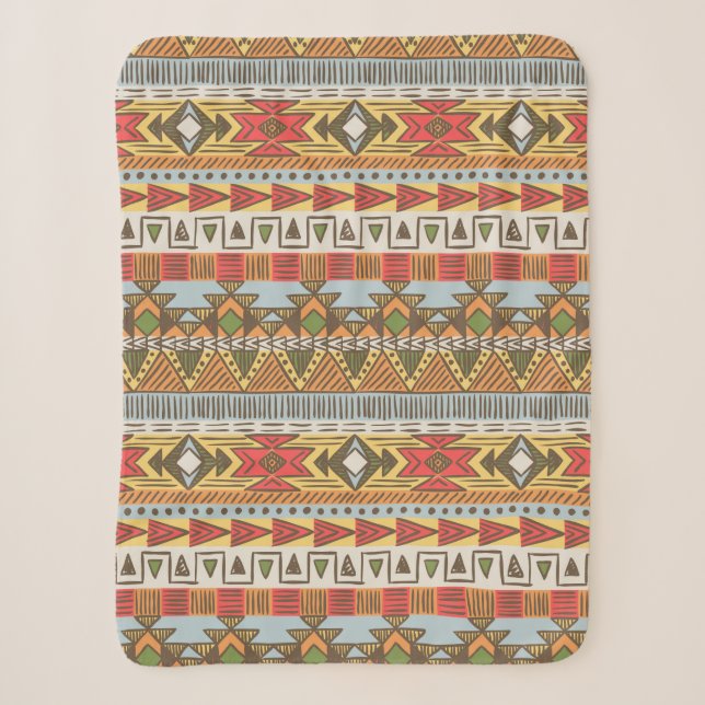 Seamless ethnic pattern in bright colours sherpa blanket (Front)