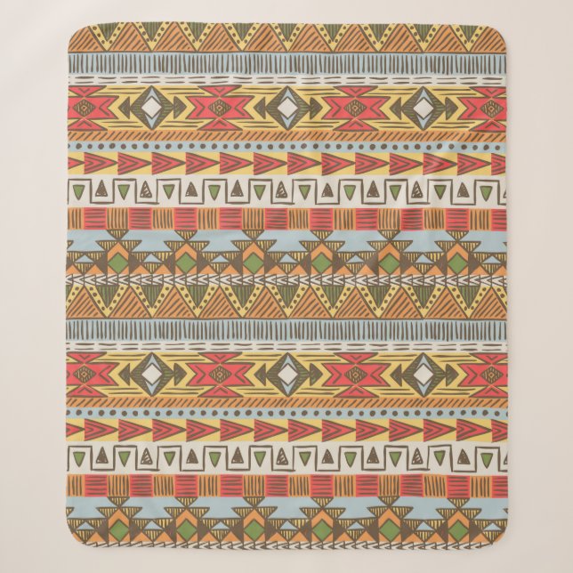 Seamless ethnic pattern in bright colours sherpa blanket (Front)