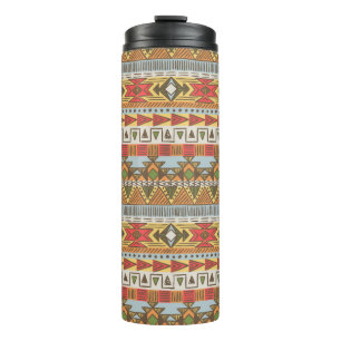 Seamless ethnic pattern in bright colours thermal tumbler