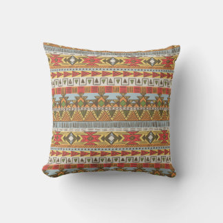 Seamless ethnic pattern in bright colours throw pillow