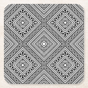Seamless Ethnic Pattern Square Paper Coaster