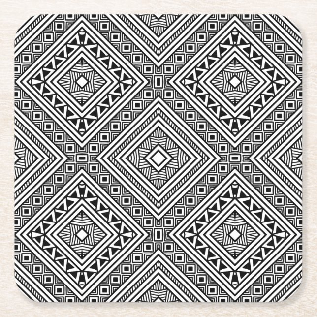 Seamless Ethnic Pattern Square Paper Coaster (Front)