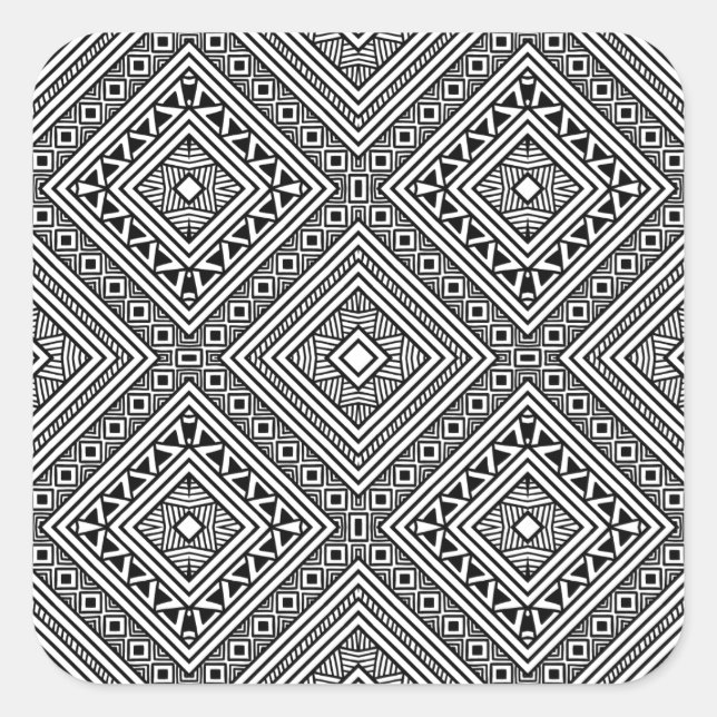 Seamless Ethnic Pattern Square Sticker (Front)