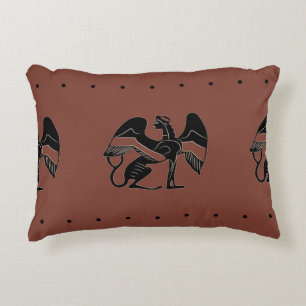 Seamless ethnic pattern with fantastic winged sphi accent pillow