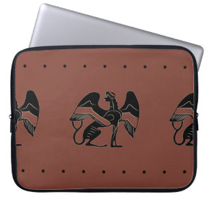 Seamless ethnic pattern with fantastic winged sphi laptop sleeve