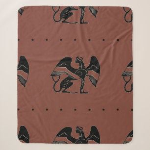 Seamless ethnic pattern with fantastic winged sphi sherpa blanket