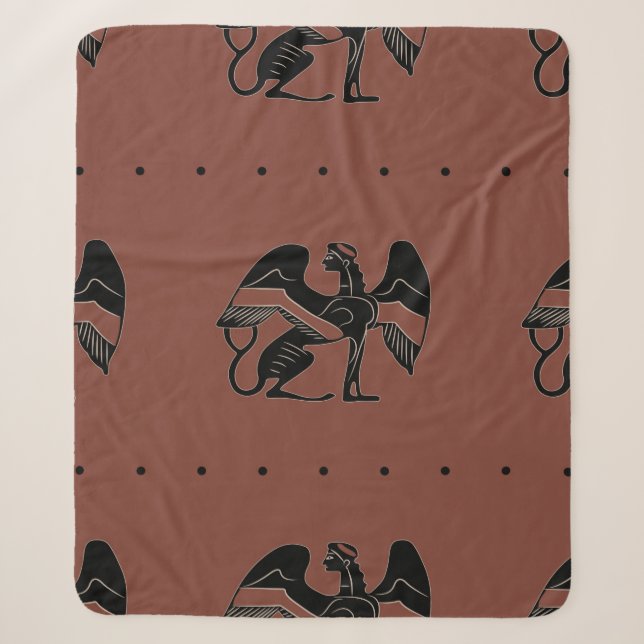Seamless ethnic pattern with fantastic winged sphi sherpa blanket (Front)