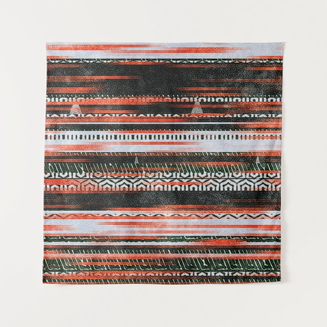 Seamless ethnic tribal pattern stripes rug design. tapestry (Front)