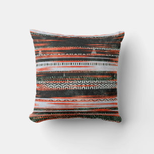 Seamless ethnic tribal pattern stripes rug design. throw pillow