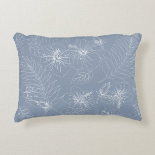 Seamless Exotic Hibiscus Tropical Palm Leaves Accent Pillow