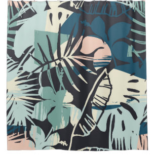 Seamless exotic pattern with tropical plants and a