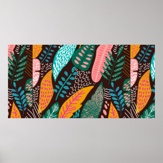 Seamless exotic pattern with tropical plants. vint poster
