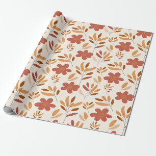 Seamless Fall Autumn Floral Pattern Wrapping Paper