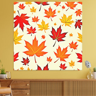 Seamless Fall Foliage Design Canvas Print