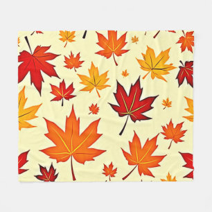 Seamless Fall Foliage Design Fleece Blanket
