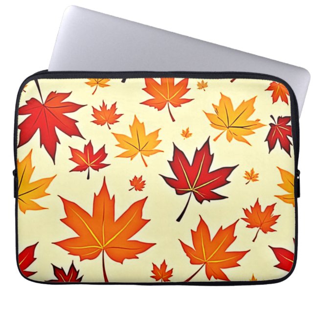 Seamless Fall Foliage Design Laptop Sleeve (Front)