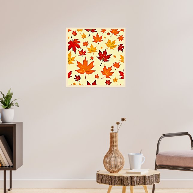 Seamless Fall Foliage Design Poster (Living Room 3)