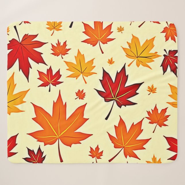 Seamless Fall Foliage Design Sherpa Blanket (Front (Horizontal))
