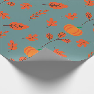 Seamless Fall Wrapping Paper: Leaves and Pumpkins Paper