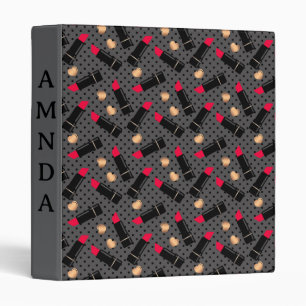 Seamless fashion cosmetic red lipstick polka dots binder