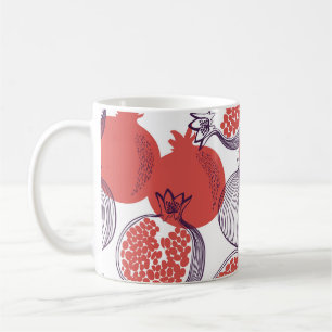 Seamless fashion pattern of pomegranate fruit, hal coffee mug