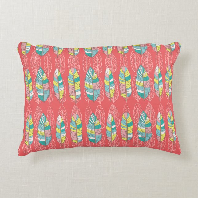 Seamless feather pattern background. Endless colou Accent Pillow (Front)