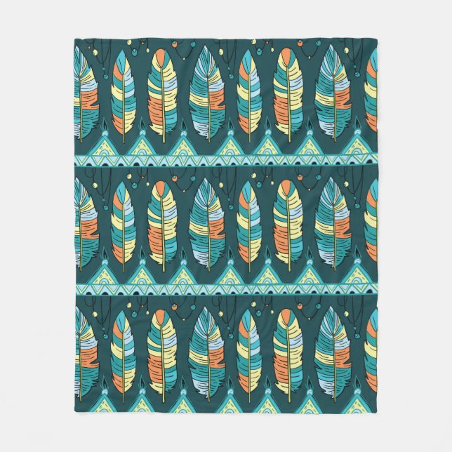Seamless feather pattern background. Endless colou Fleece Blanket (Front)