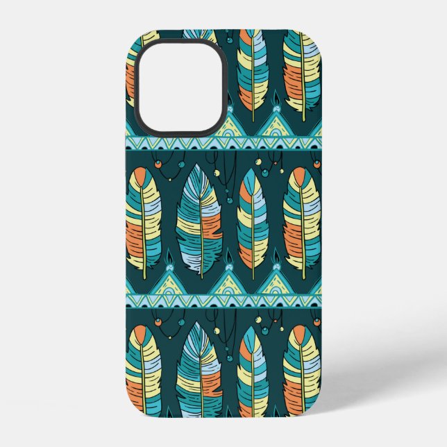 Seamless feather pattern background. Endless colou iPhone Case (Back)