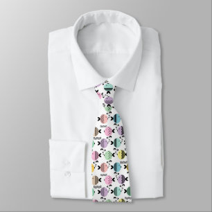 Seamless fish abstract scandinavian modern marine  tie