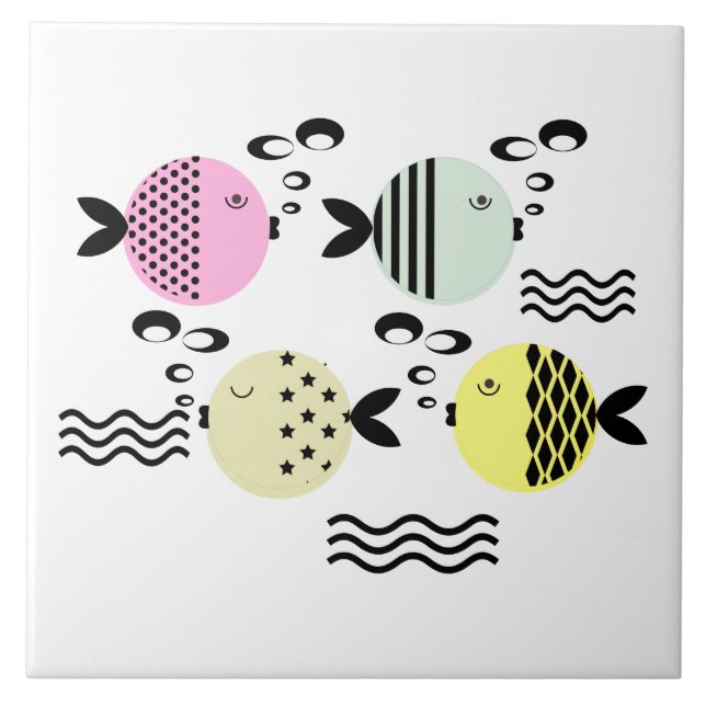 Seamless fish abstract scandinavian modern marine  tile (Front)