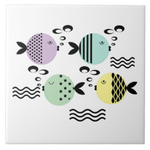 Seamless fish abstract scandinavian modern marine tile