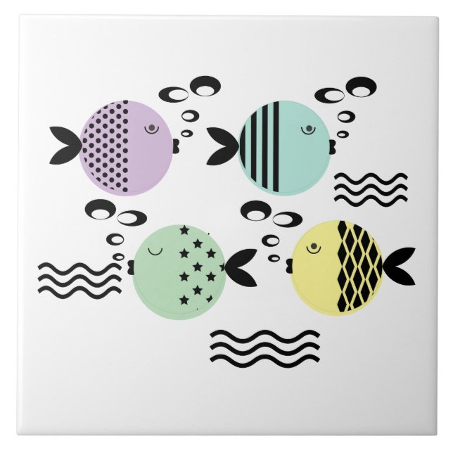 Seamless fish abstract scandinavian modern marine tile (Front)