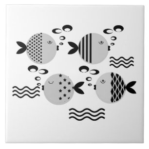 Seamless fish abstract scandinavian modern marine  tile
