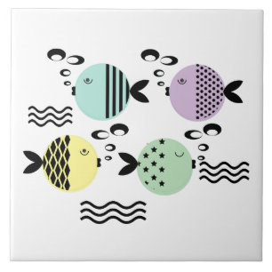 Seamless fish abstract scandinavian modern marine tile