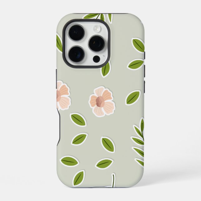 Seamless flat floral element cartoon pattern iPhone case (Back)