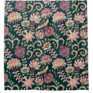 Seamless floral background. Pink flowers and leafs