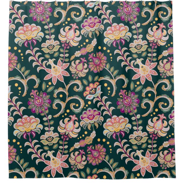 Seamless floral background. Pink flowers and leafs (Front)