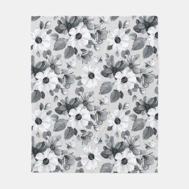 Seamless floral background with beautiful wildflow fleece blanket (Front)