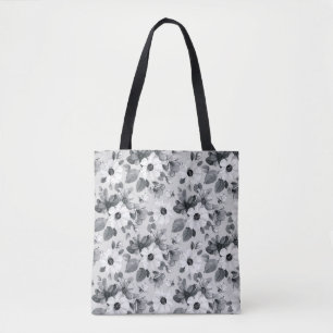 Seamless floral background with beautiful wildflow tote bag