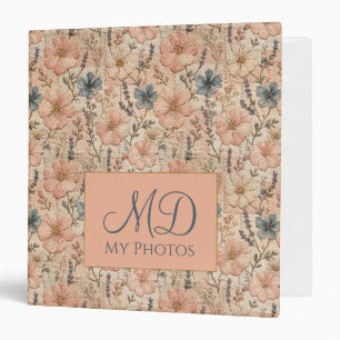 Seamless Floral Embroidery Soft Pastel Needlework Binder