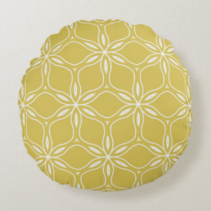 Seamless floral geometric patterns. Texture vintag Round Pillow