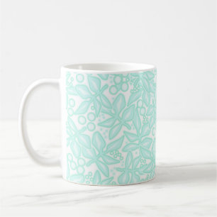 Seamless floral light green flowers lace leaves wh coffee mug