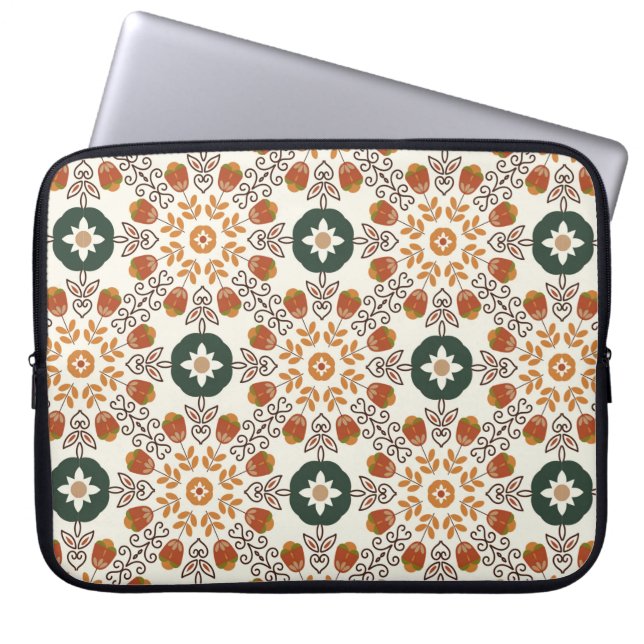 Seamless floral natural abstract geometric pattern laptop sleeve (Front)