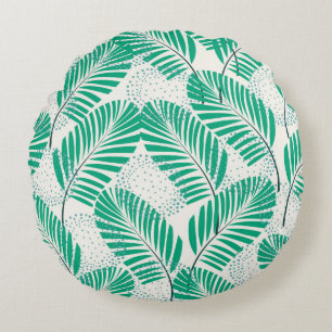 Seamless floral natural abstract pattern on white round pillow