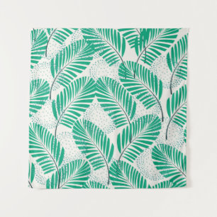 Seamless floral natural abstract pattern on white tapestry