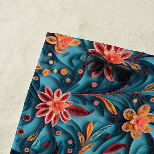Seamless floral paper pattern Beach Towel (In Situ)