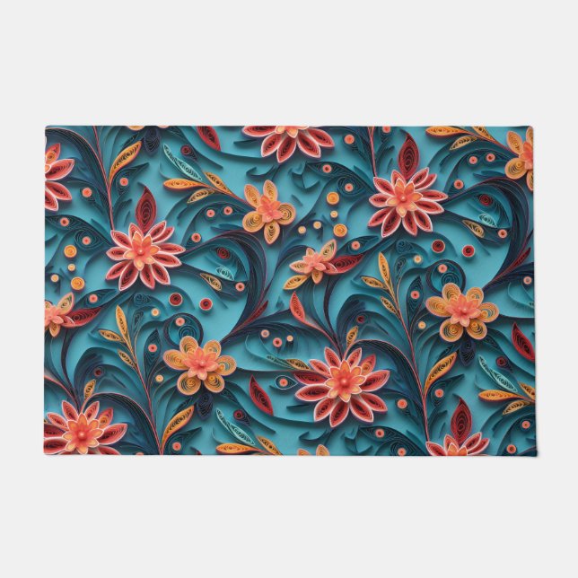 Seamless floral paper pattern Door Mat (Front)
