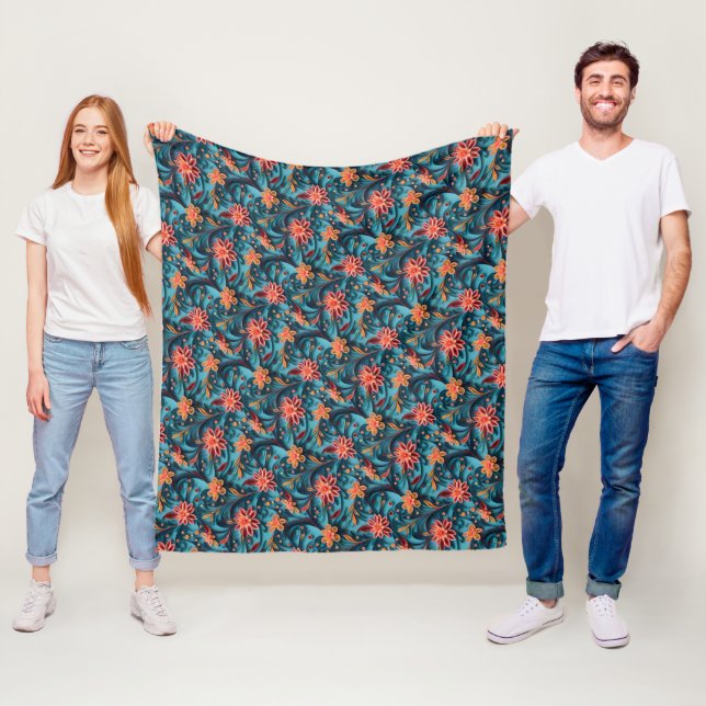 Seamless floral paper pattern Fleece Blanket (In Situ)