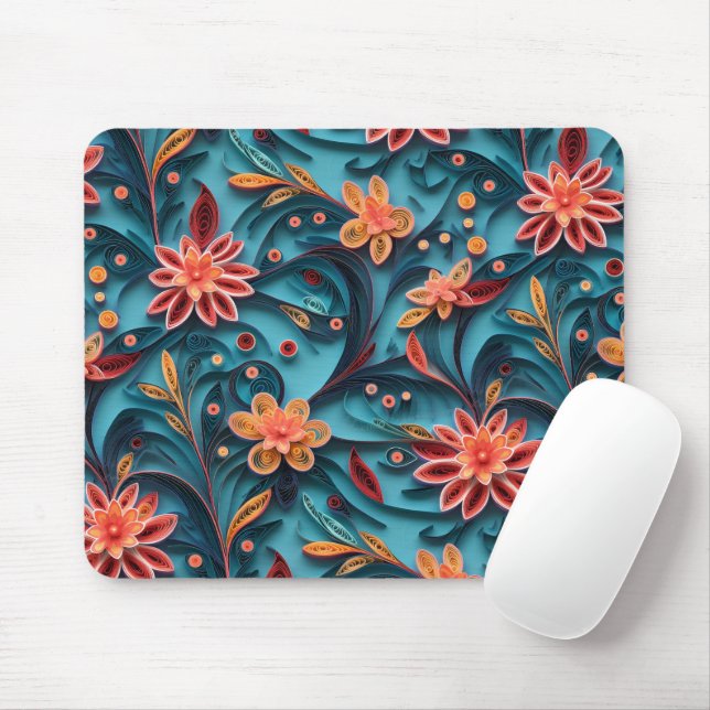 Seamless floral paper pattern Mousepad (With Mouse)